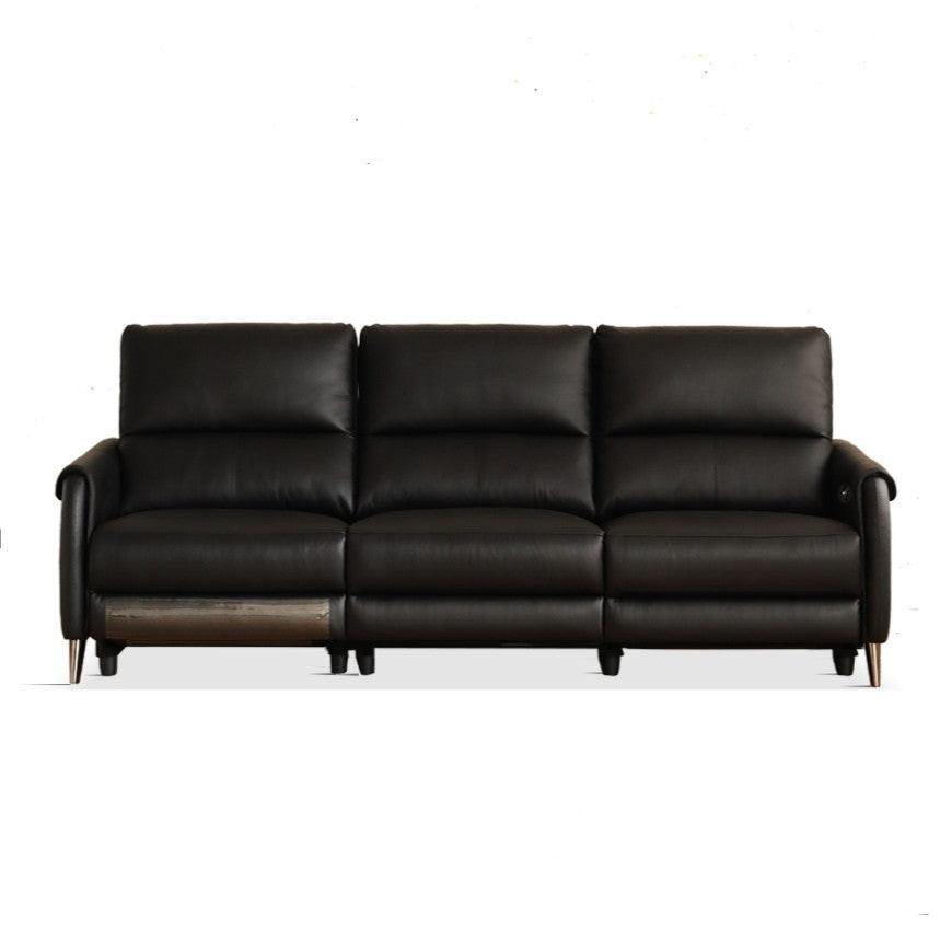 Leather Top Layer Yellow Cowhide Black Multifunctional Electric Sofa,