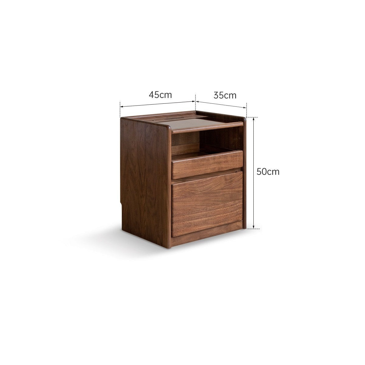Black Walnut, Oak, Sandalwood Solid Wood Nightstand Socket, Lamp