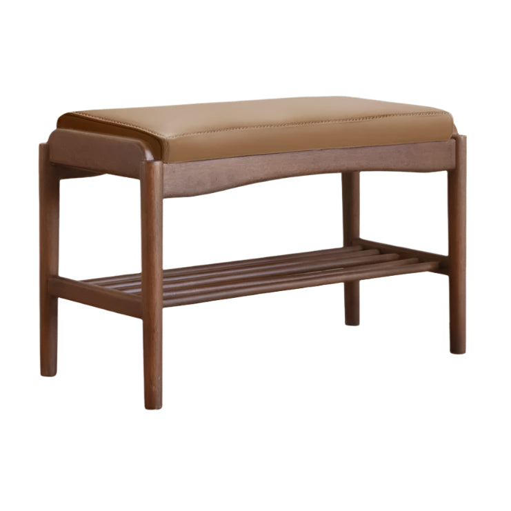 Black Walnut Solid Wood Genuine leather, Fabrics Shoe Changing Stool