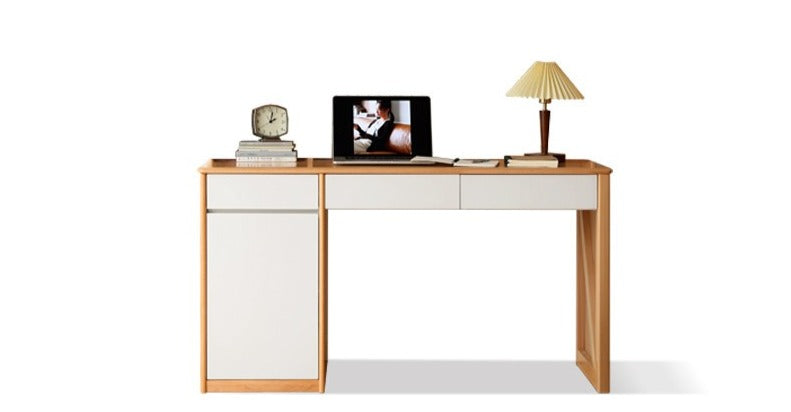 Beech Solid Wood Desk Bookshelf Combination