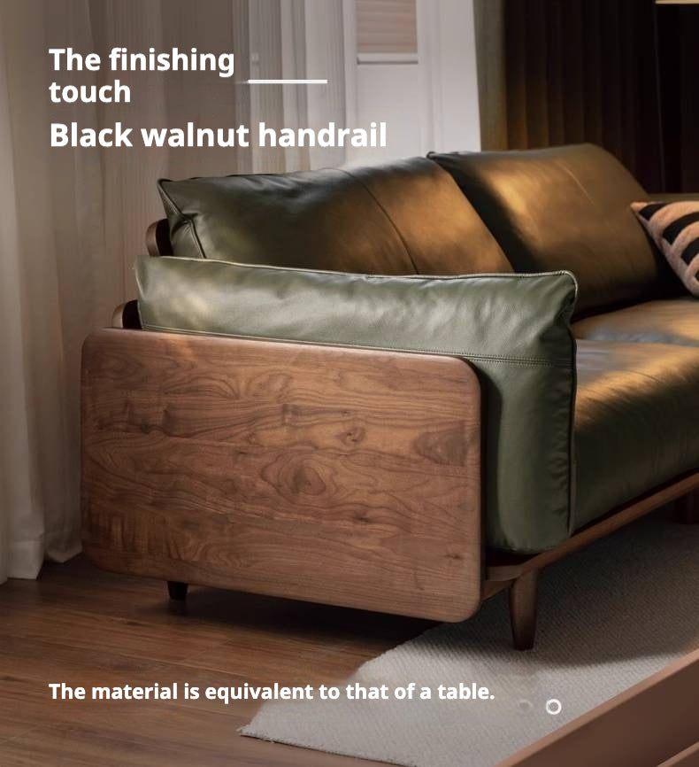 Black Walnut Solid Wood,Solid Sandalwood Genuine leather, fabric Sofa