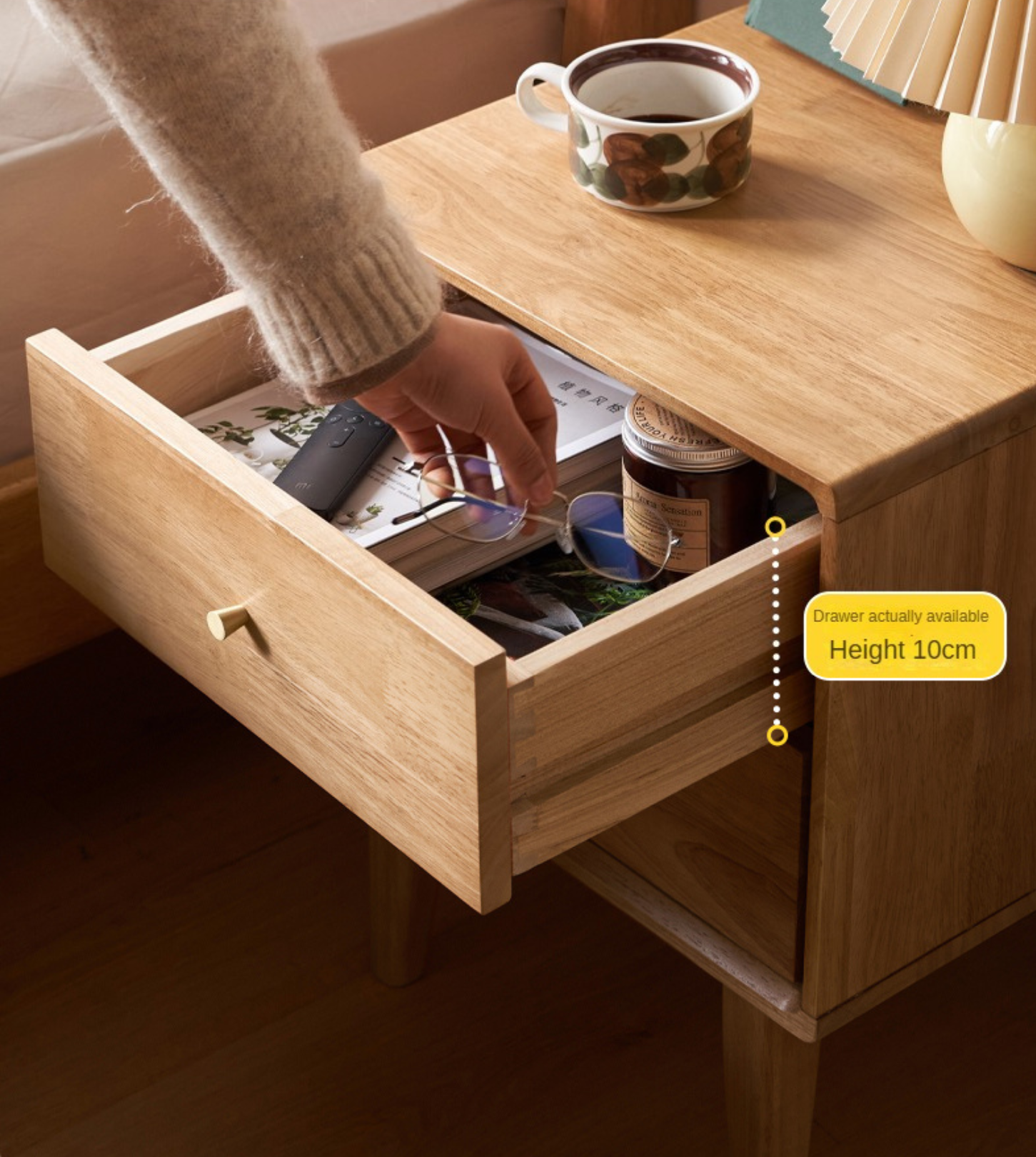 Ash, Oak Solid Wood, Solid RubberWood Nightstand)