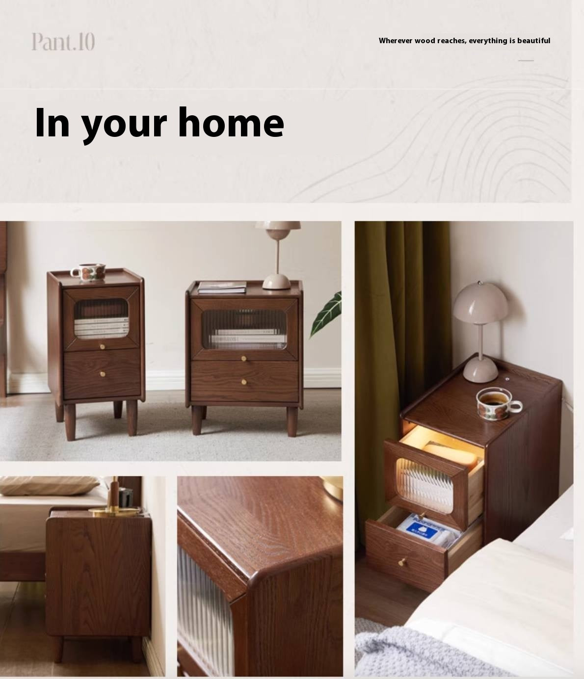 Solid Longan Hardwood, Oak Solid Wood Modern Style Nightstand