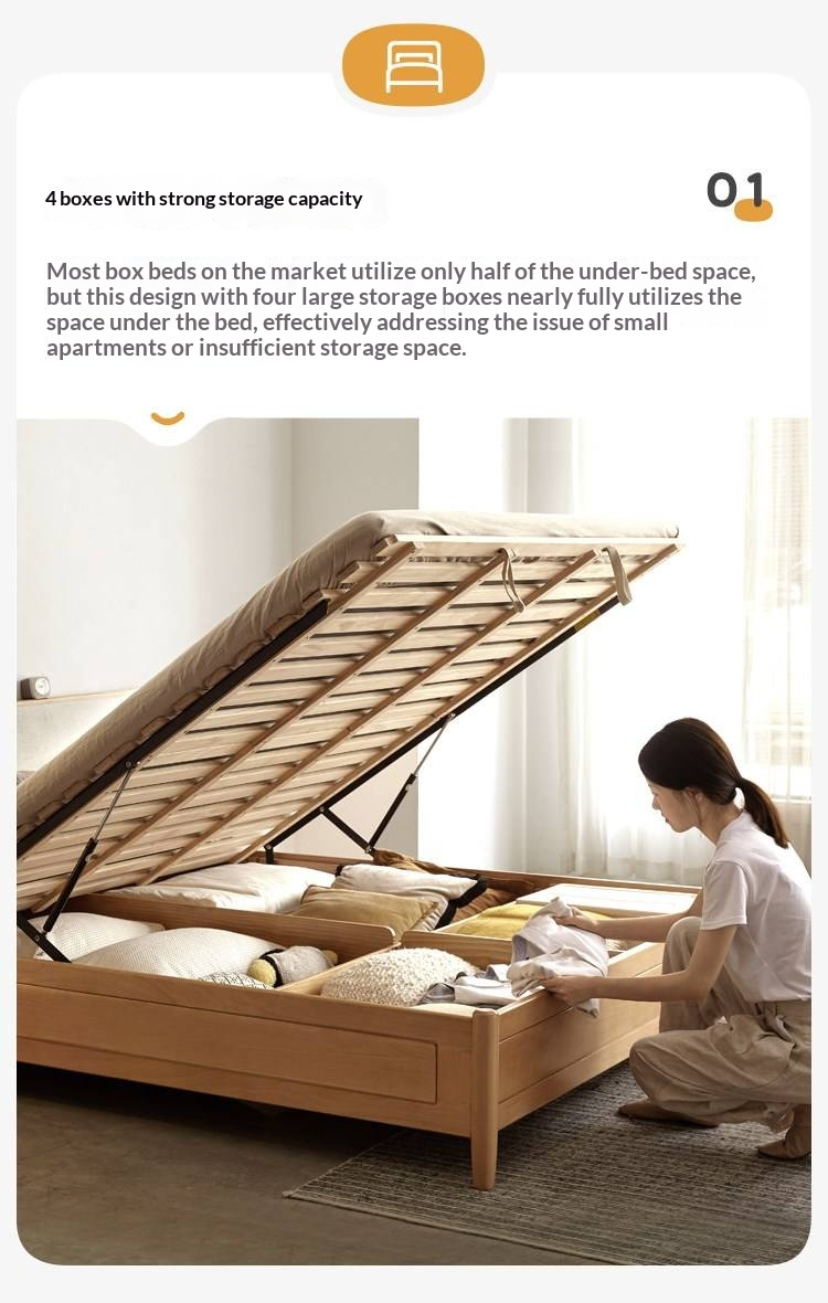 European Beech Solid Wood Multi-Functional Box Bed