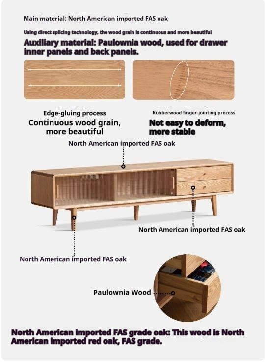 Oak, Beech Solid Wood, Solid RubberWood TV Stand