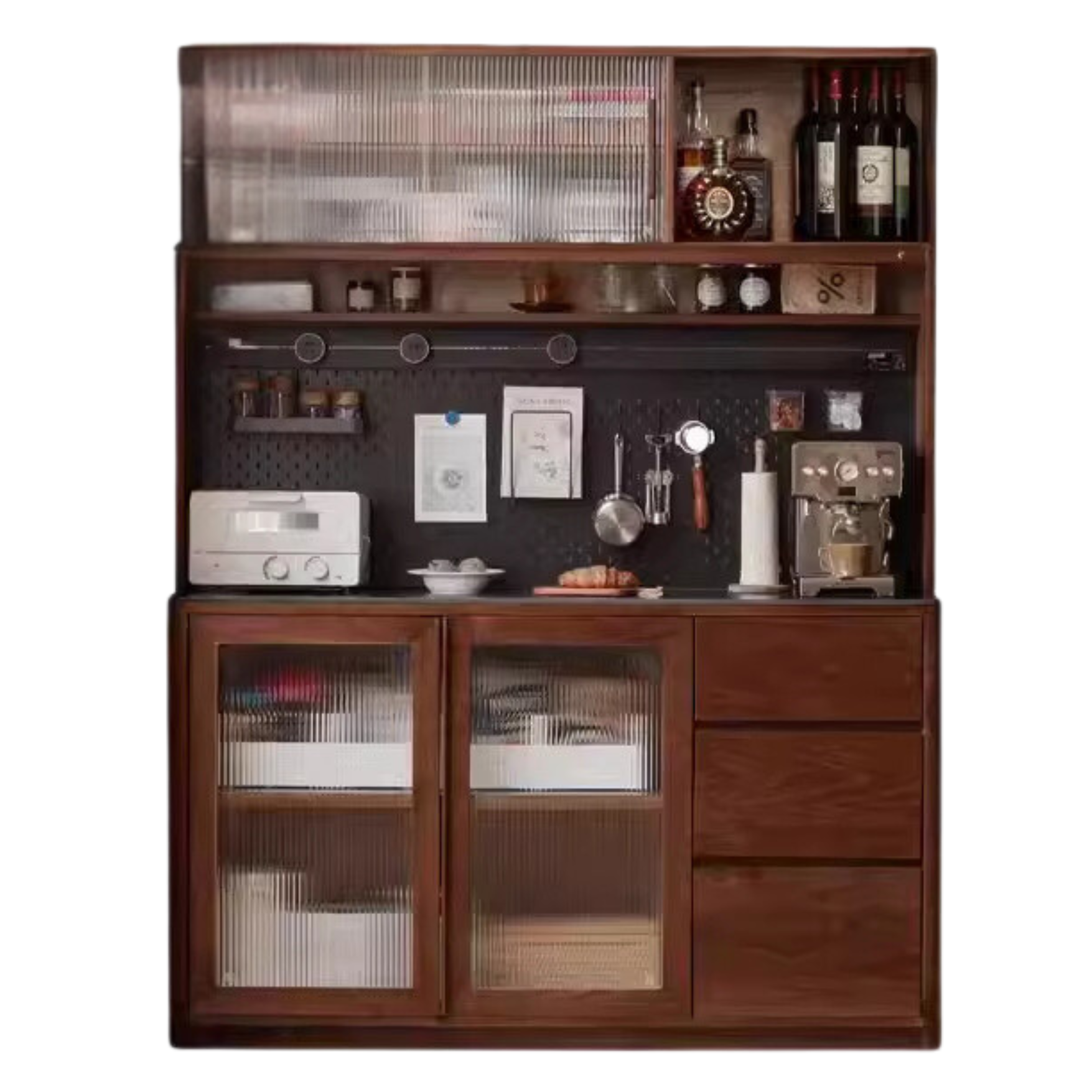 Black Walnut, Ash, Sandalwood Solid Wood Sideboard Hole Storage