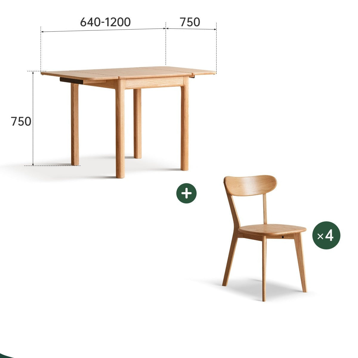 Oak solid wood folding dining table"