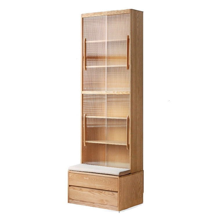 Ash, Oak Solid Wood Modern Combination Bookcase Integrated Card Seat