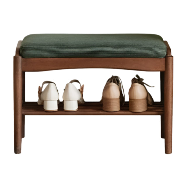Black Walnut Solid Wood Genuine leather, Fabrics Shoe Changing Stool