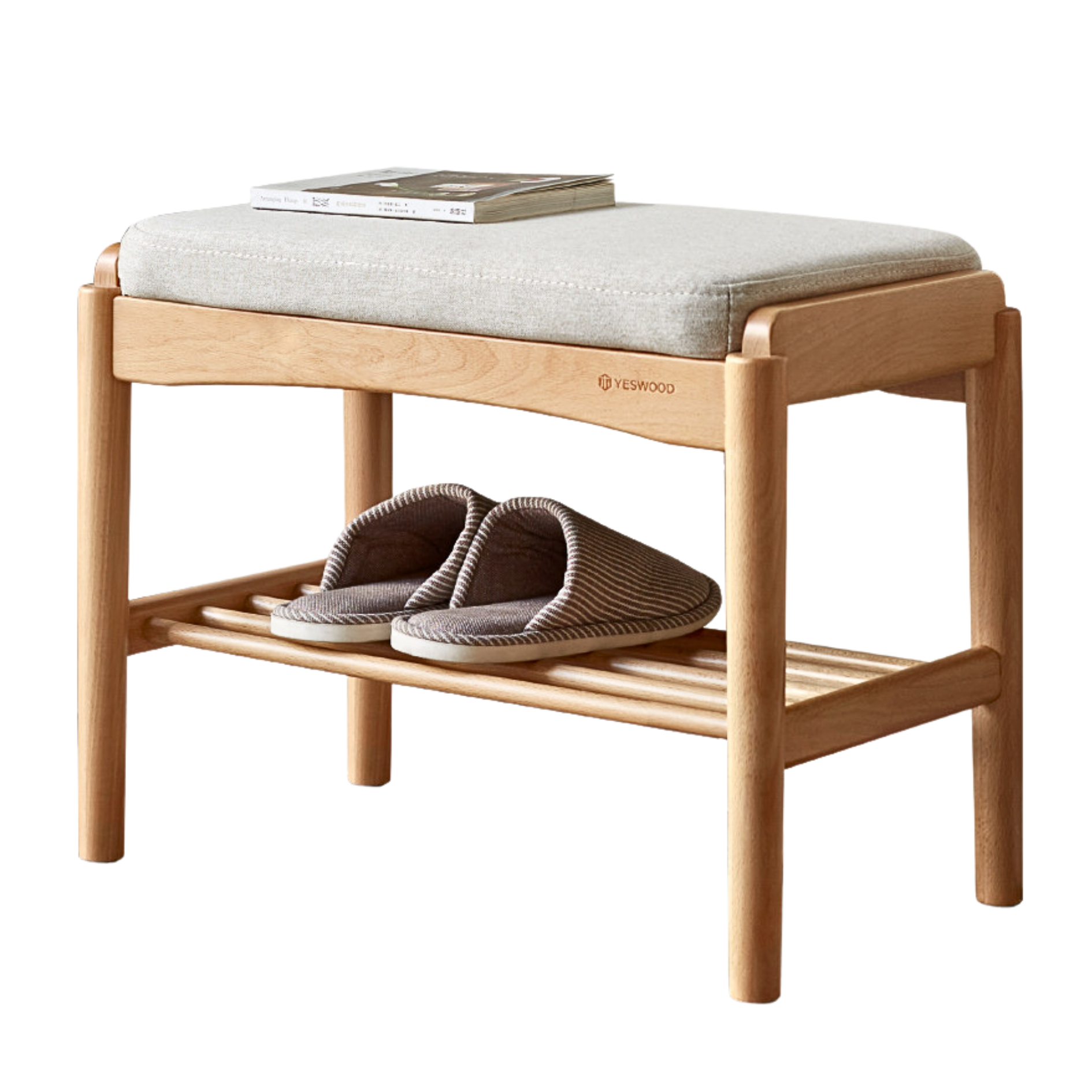 Back Walnut, Oak, Beech, Cherry Solid Wood Shoe Storage Bench