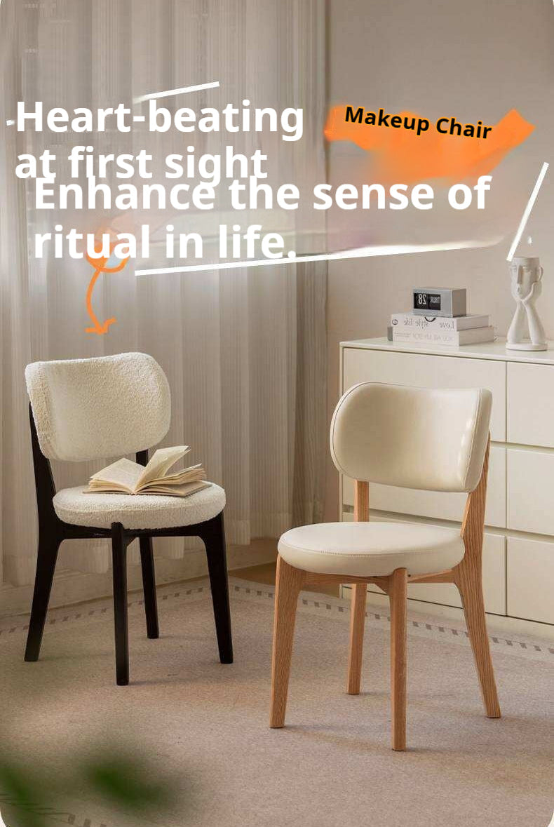 Oak Solid Wood Modern Velvet Soft Makeup Stool