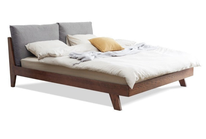 Oak Solid Wood with Fabric Upholstery Bed