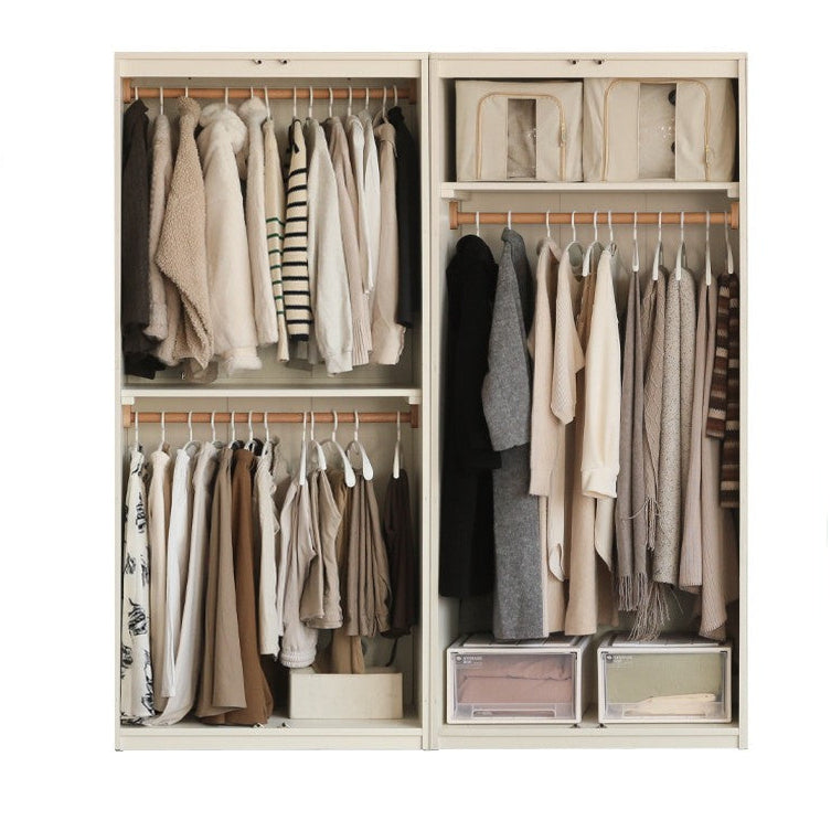 Poplar Solid Wood Modern Lighted Locker White Cream Style Wardrobe.