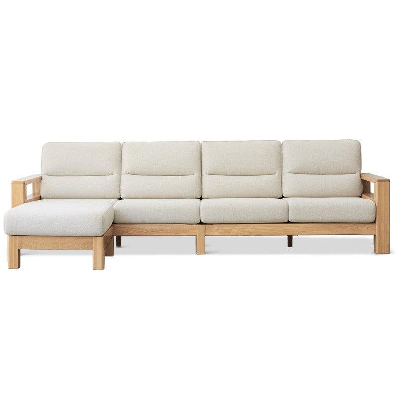 Ash, Black Walnut Solid Wood White Wax Fabric Sofa.