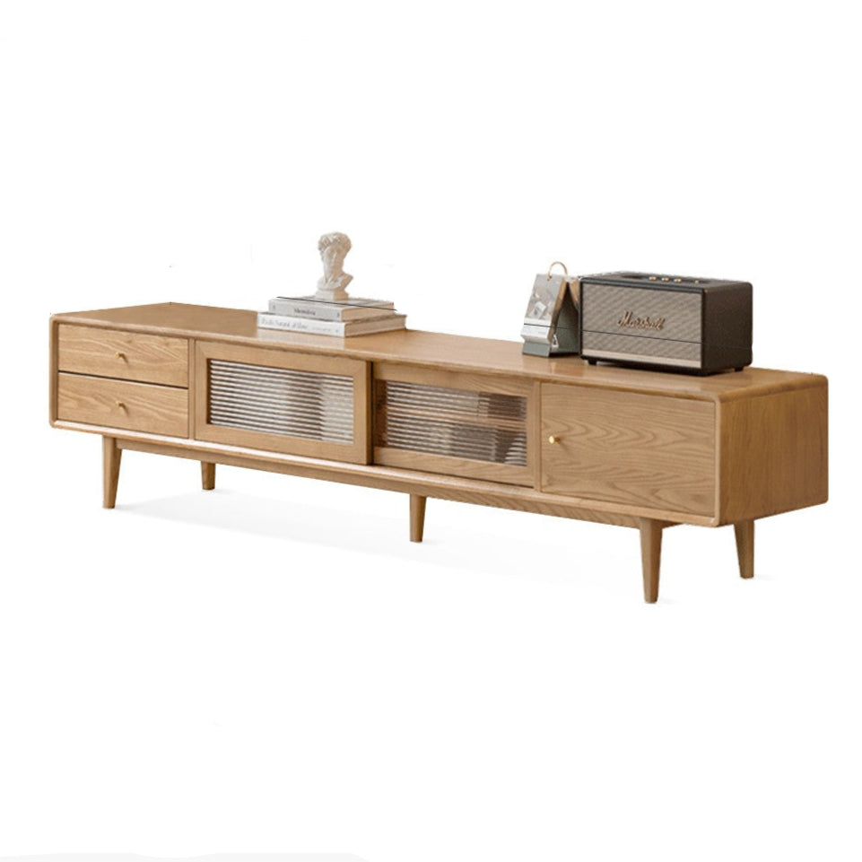 Ash Solid Wood Modern Locker Floor TV Cabinet.