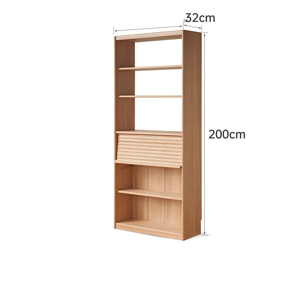 Oak, Beech Solid Wood Bookcase With Glass Door Floor-Standing Bookshelf Multi-Layer Storage Rack Free Combination Display Cabinet