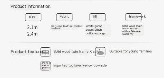 Oak Solid Wood Genuine Leather Sofa