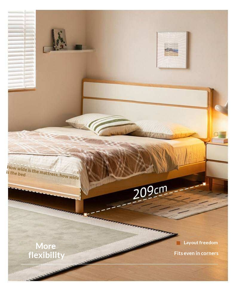 Beech Solid Wood Modern Simple Large Double Edge Bed