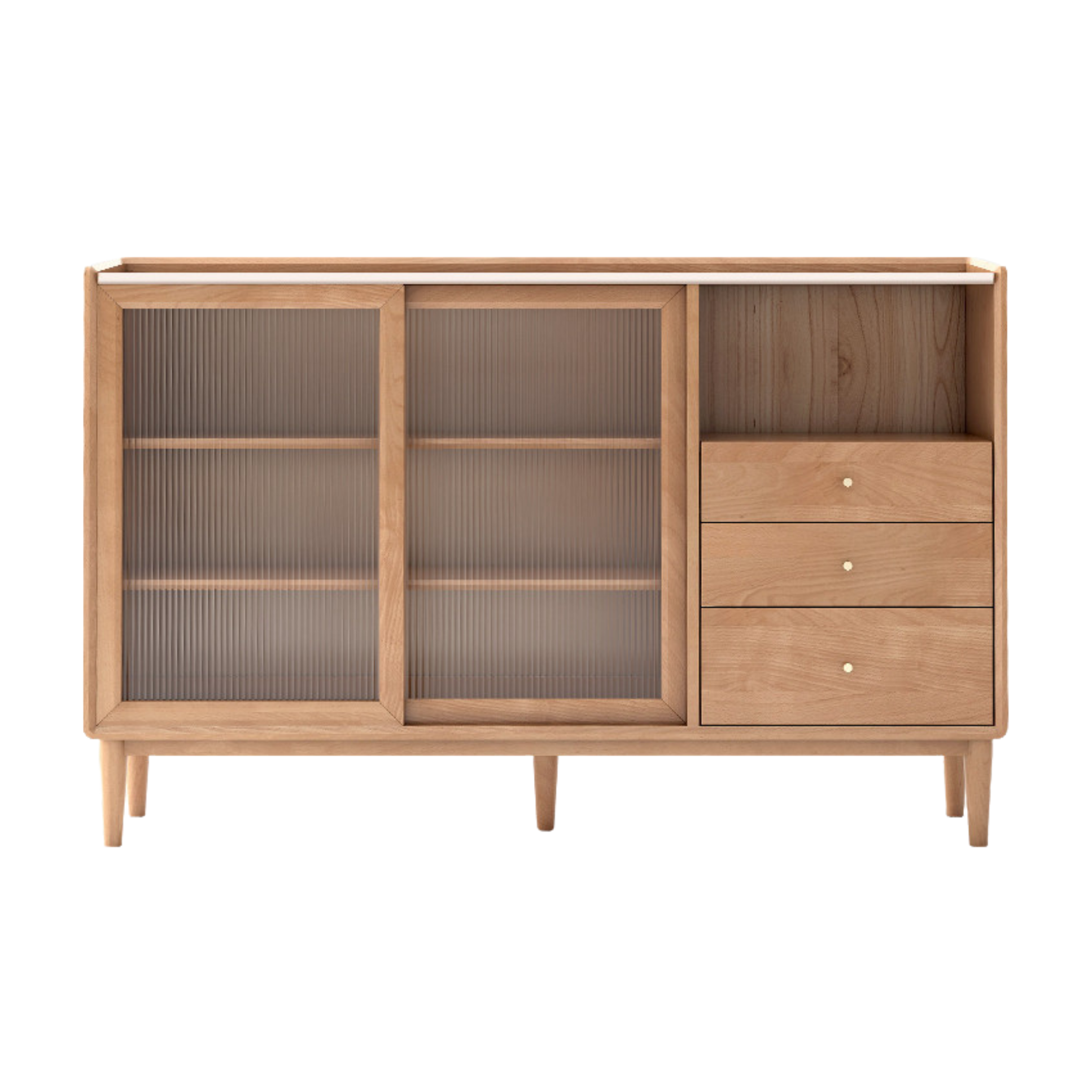 Oak, Ash, Black Walnut, Cherry, Beech Solid Wood, Solid RubberWood Ultra-thin Sideboard Sliding Door