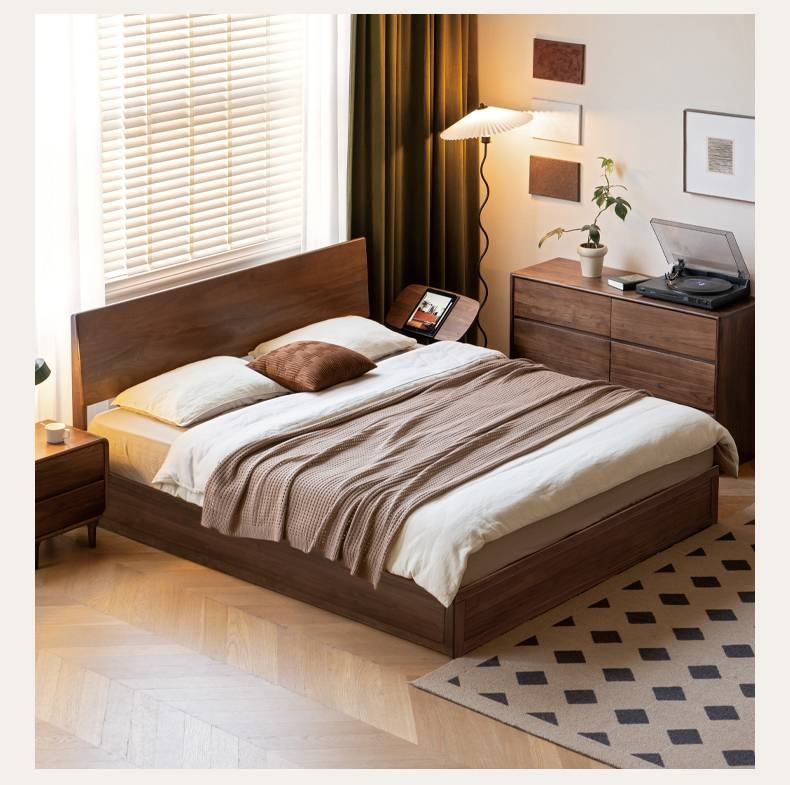 Black Walnut Solid Wood Box Bed Simple Modern Nordic Style