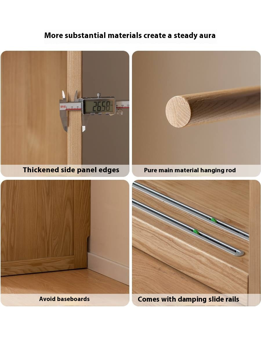 Ash Solid Wood Modern Wardrobe With Sliding Doors
