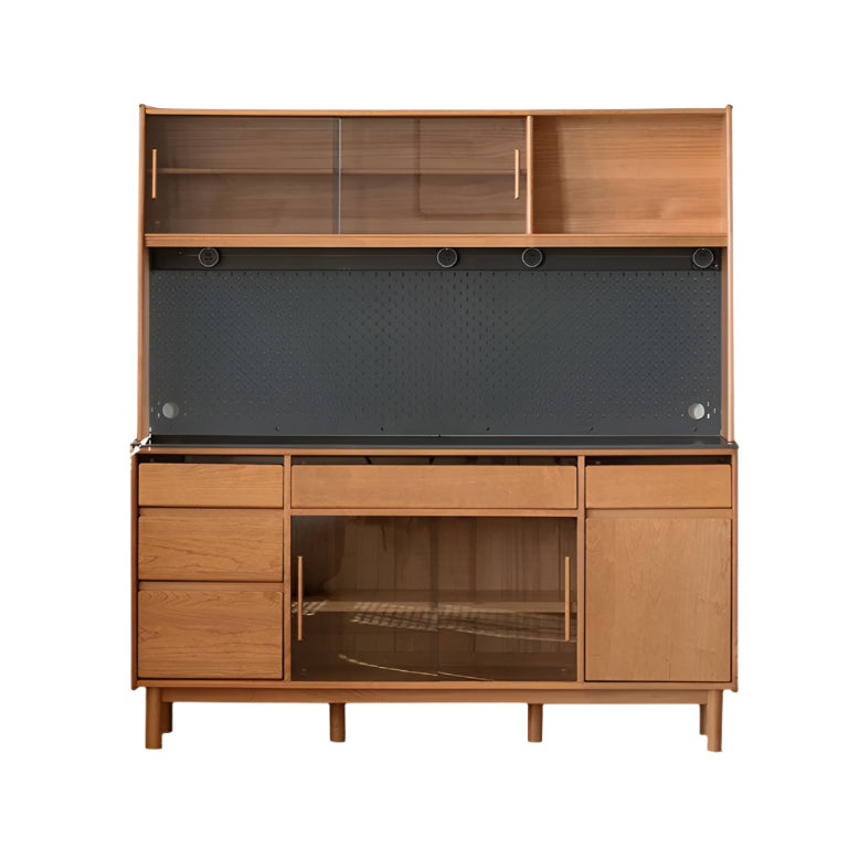 Cherry Solid Wood Rock Plate Storage Sideboard