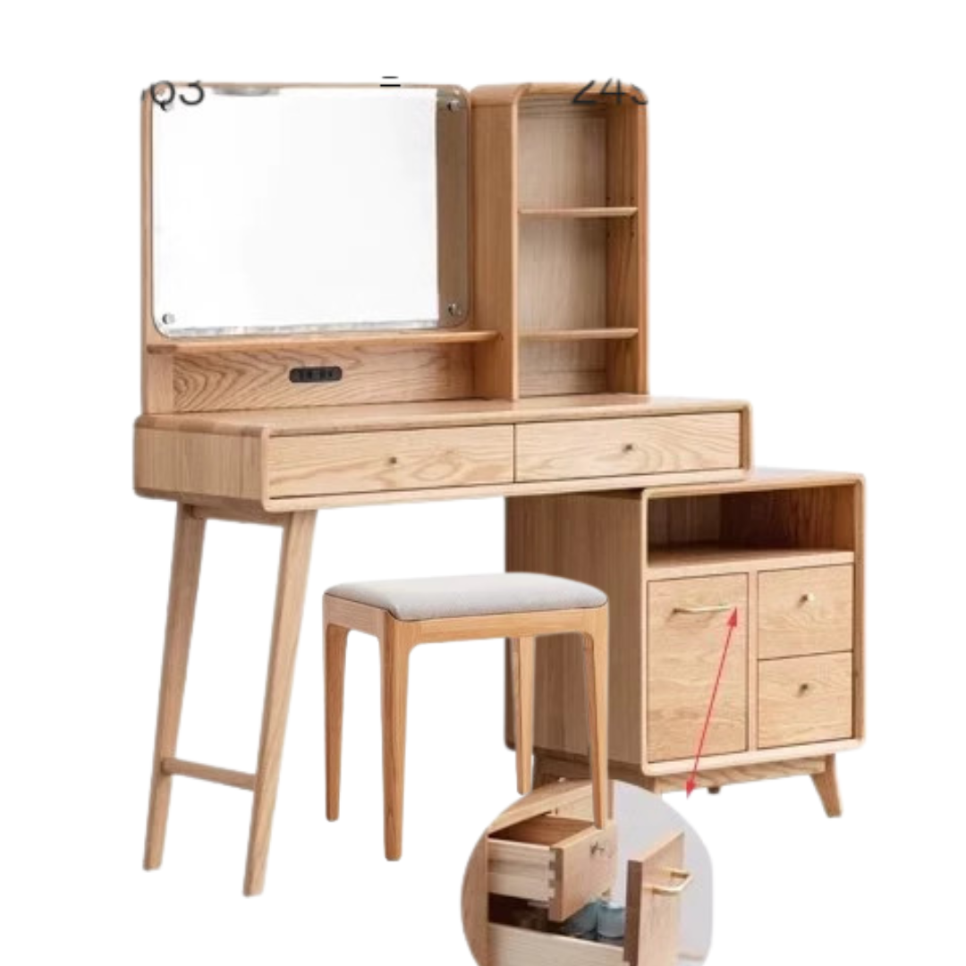 Oak, Rubberwood solid wood Dressing Table Telescopic.