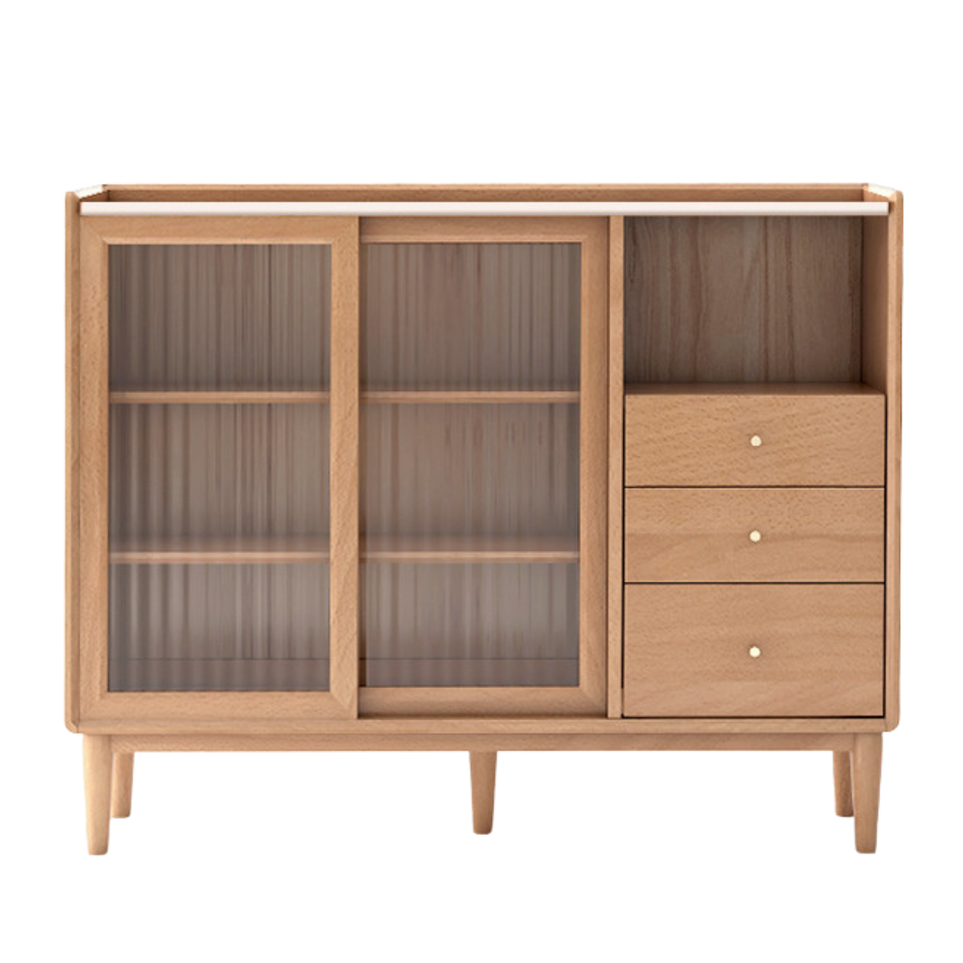 Oak, Ash, Black Walnut, Cherry, Beech Solid Wood, Solid RubberWood Ultra-thin Sideboard Sliding Door