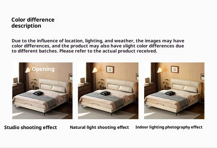 Genuine Leather Italian Light Luxury Soft Bed, White Cream Style