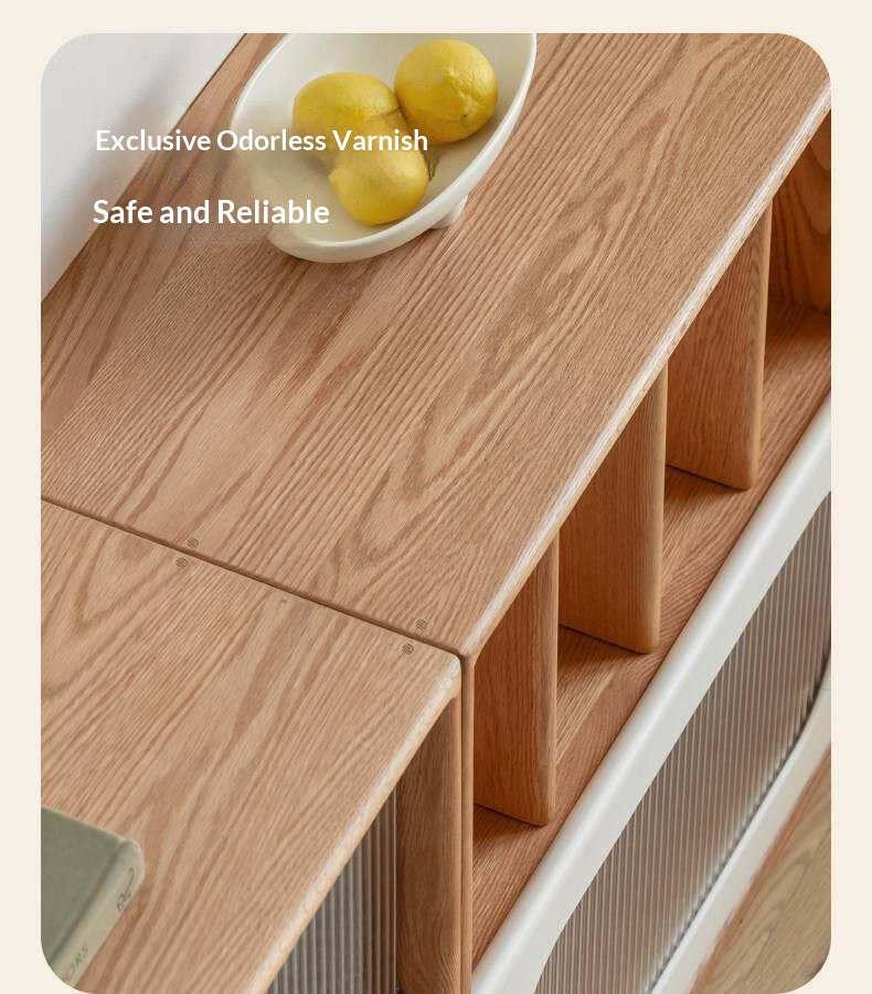 Oak, Beech Solid Wood Cream Style Module Combination Bookcase