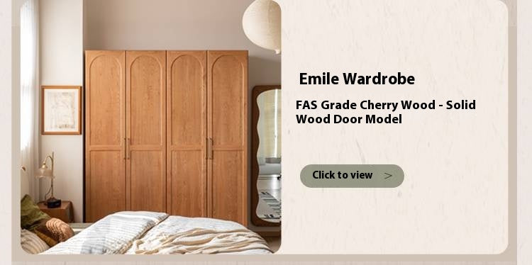 Cherry Solid Wood Swing Door Rattan Wardrobe