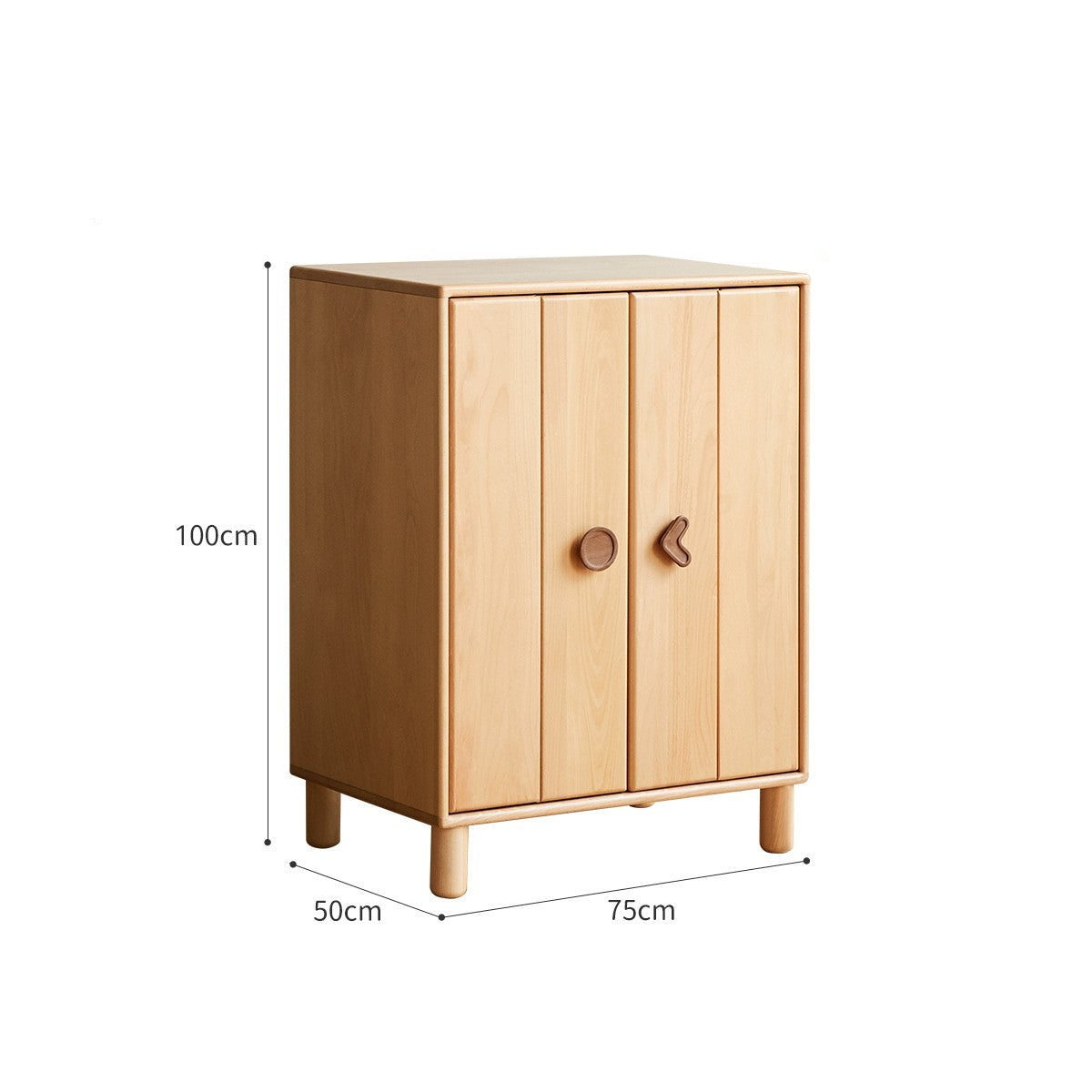 Beech, Rubber Solid Wood Children's Wardrobe,Combination Storage Cabinet