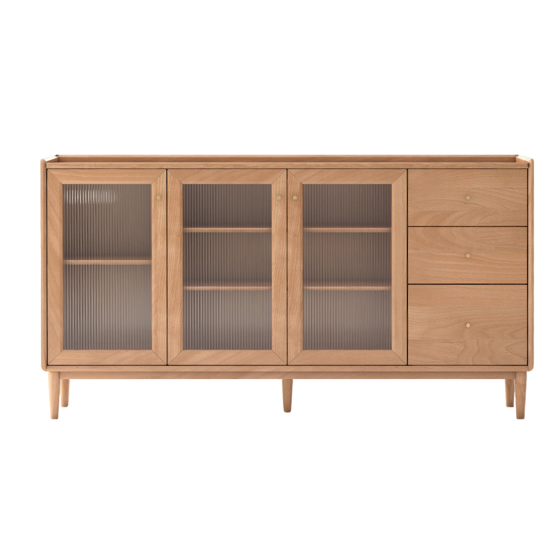 Oak, Ash, Black Walnut, Cherry, Beech Solid Wood, Solid RubberWood Ultra-thin Sideboard Sliding Door