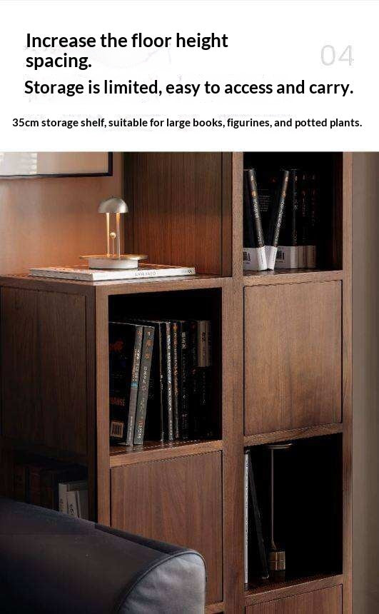 Black Walnut, Oak Solid Wood Corner Storage Bookshelf.