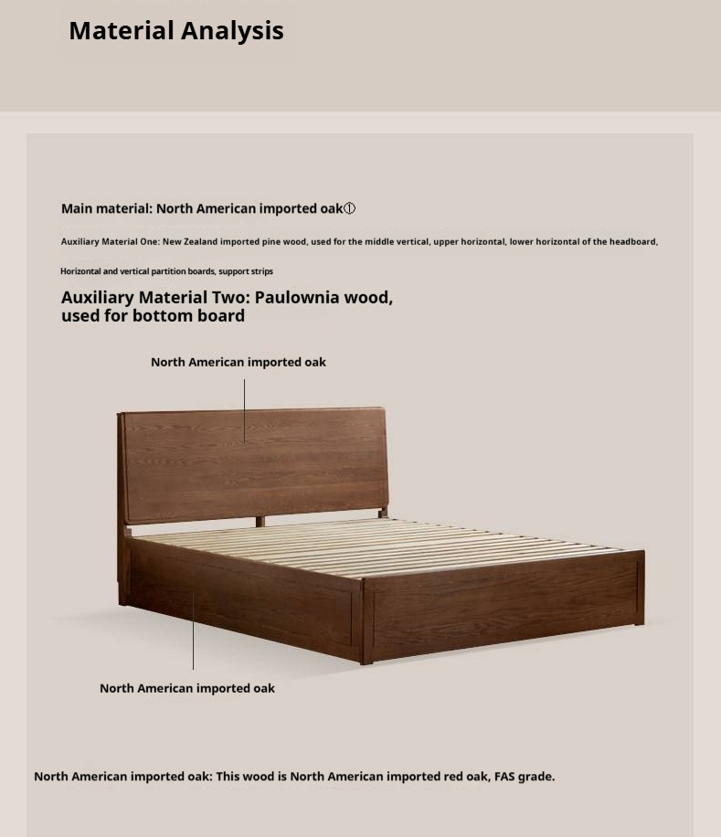 Oak Solid Wood Box Bed — Modern Minimalist Design