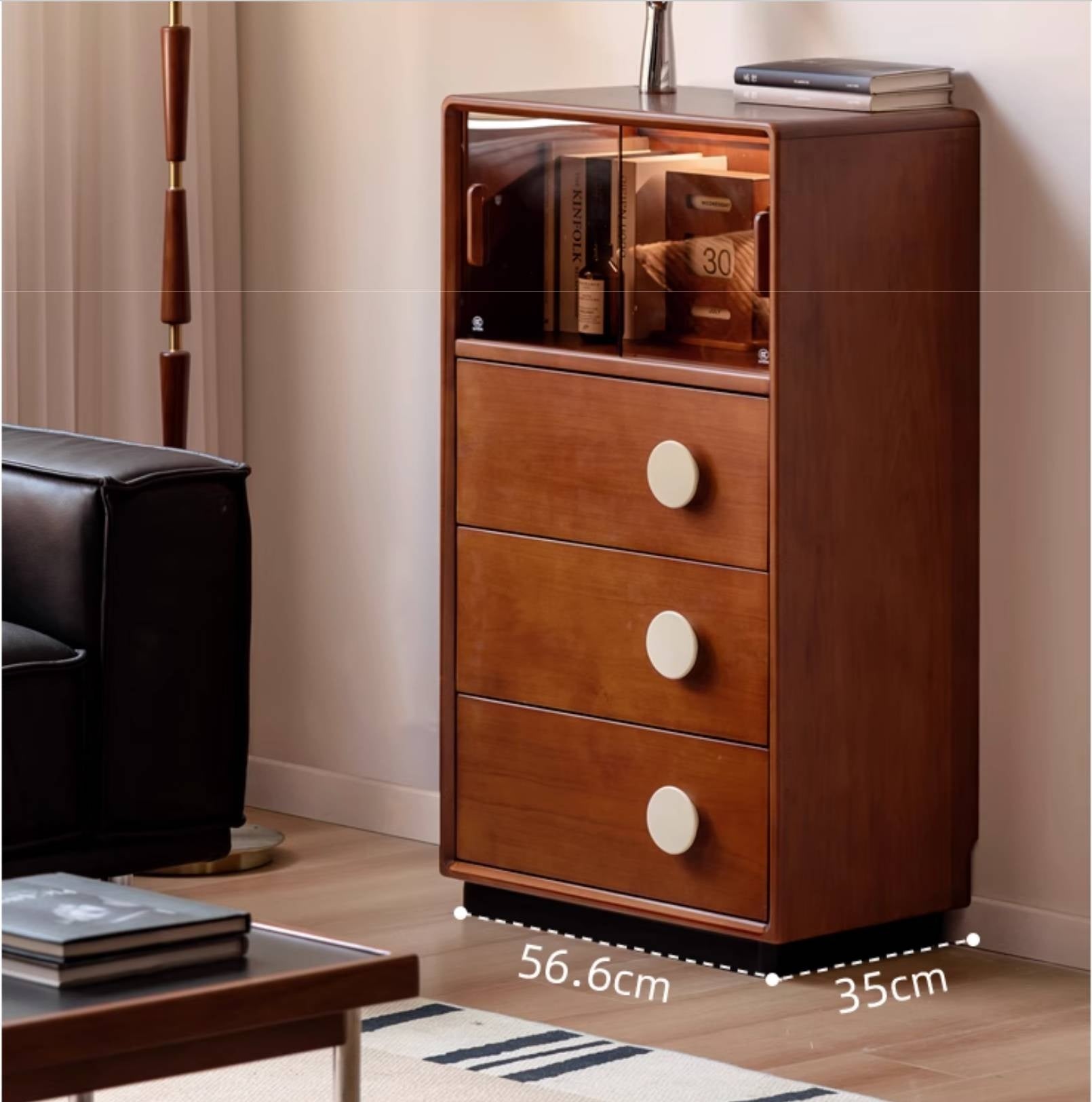 Poplar, Cherry Solid Wood Middle Ages Side Cabinet.