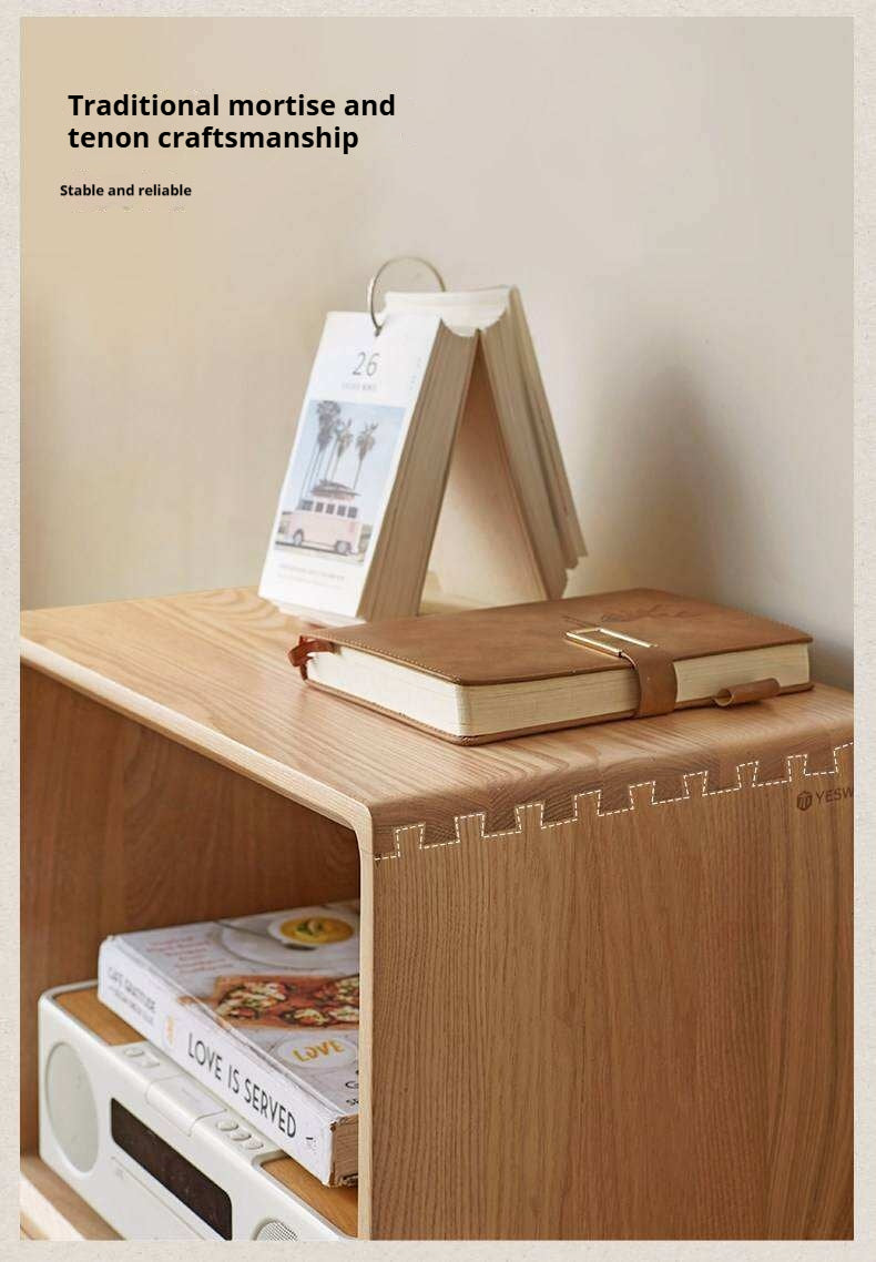 Black Walnut, Oak Solid Wood Small Combination Bookcase.
