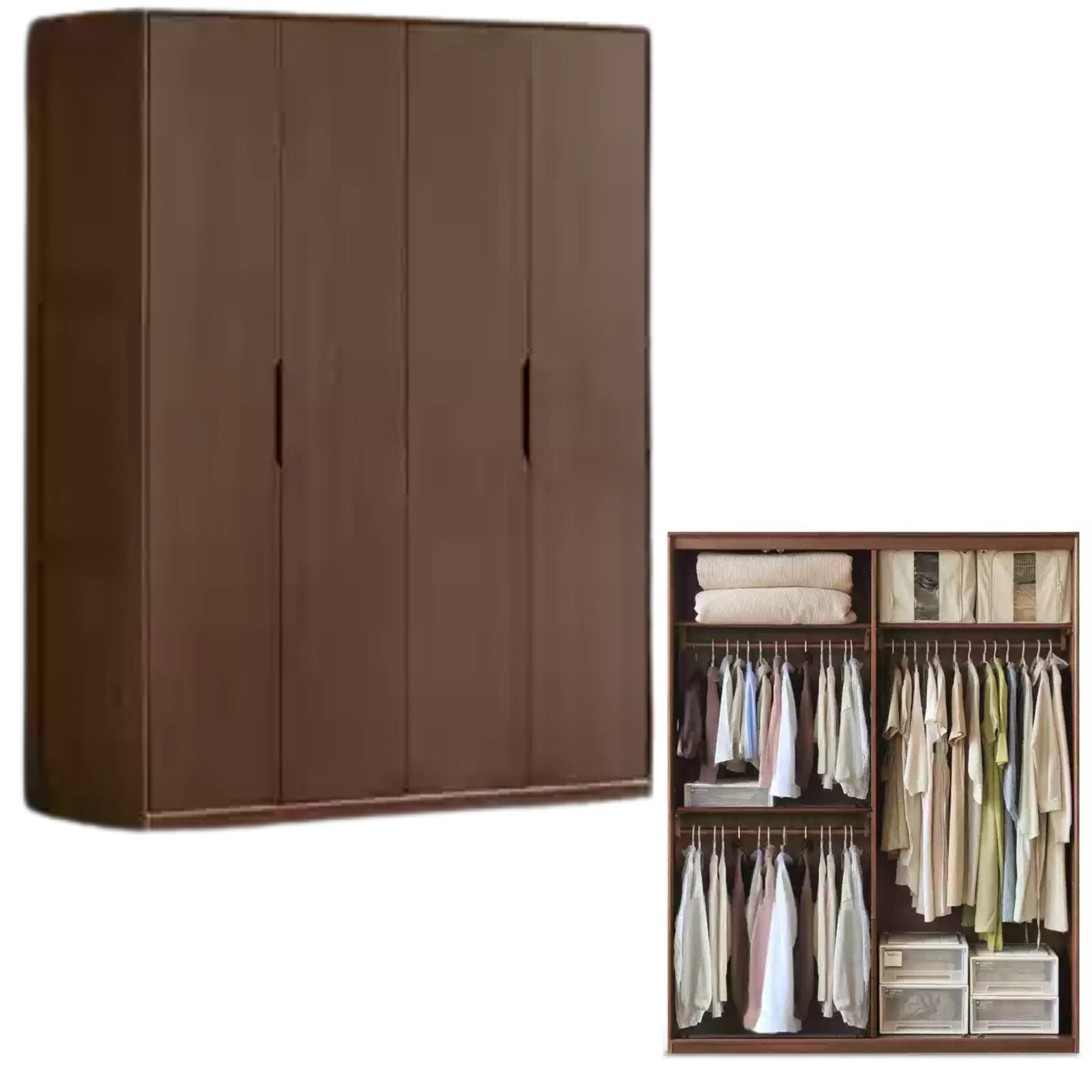 Sandalwood Solid Wood Modern Open Door Wardrobe.