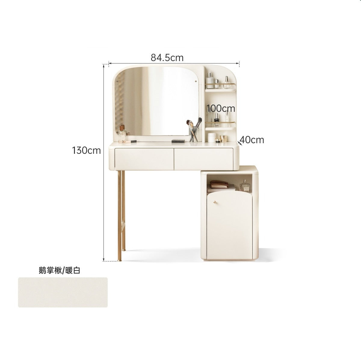Poplar Solid Wood Dressing Table, Storage Cabinet Cream.