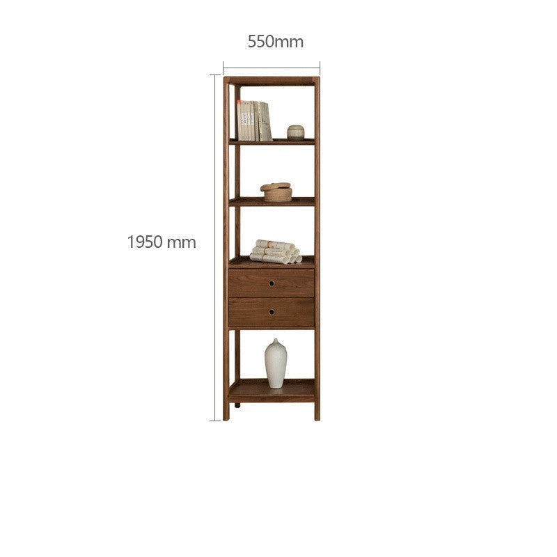 Black Walnut, Ash Solid Wood Bookshelf Combined Bookcase Display Cabinet Wall Shelf