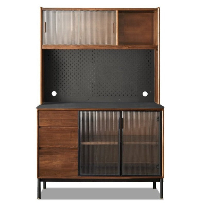 Black Walnut Solid Wood, Sandalwood Rock Sideboard Buffet Cabinet