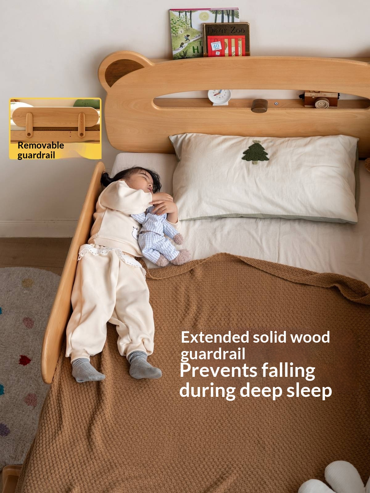 Beech Solid Wood Children's Night Light Storage Loft Bed