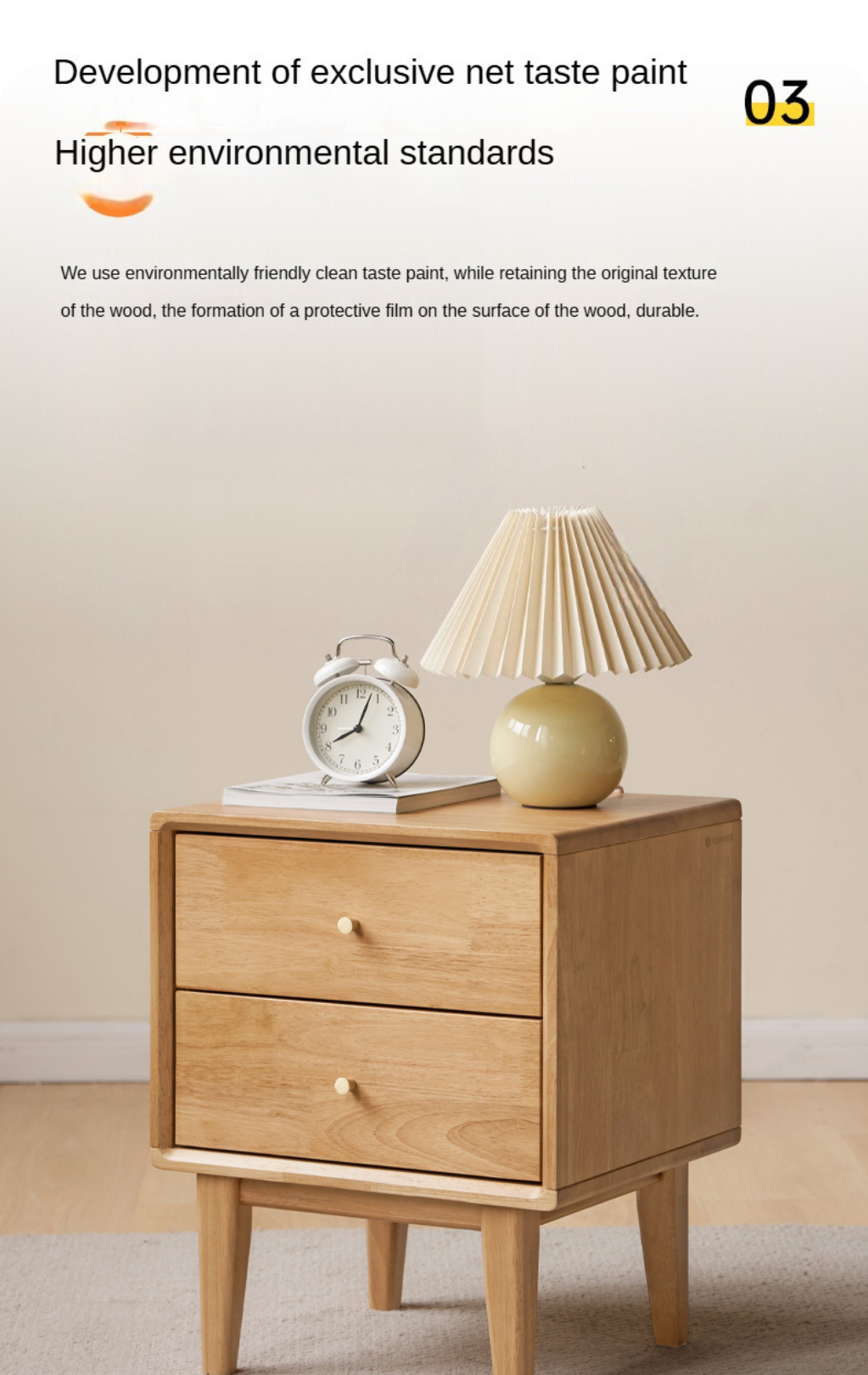 Ash, Oak Solid Wood, Solid RubberWood Nightstand)