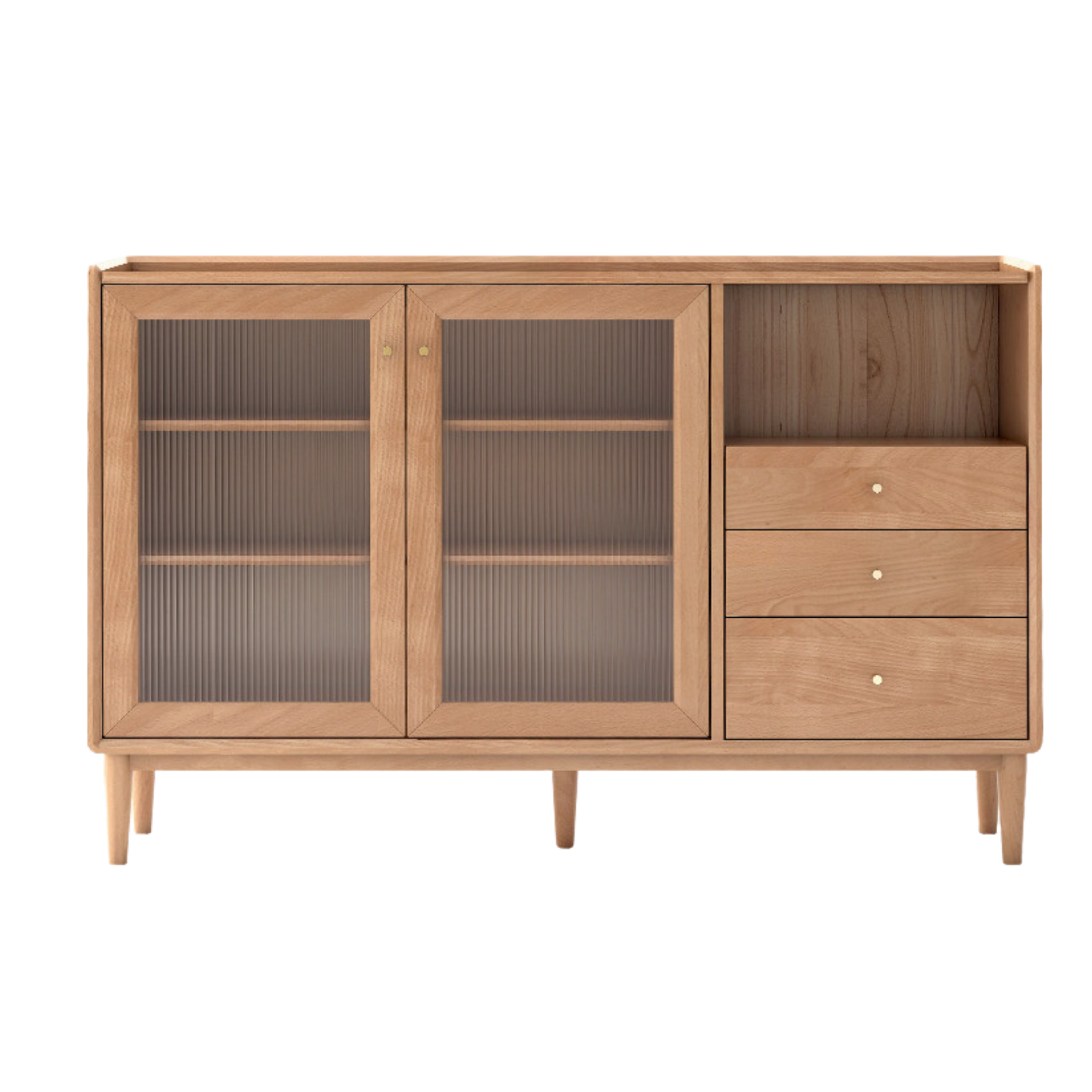 Oak, Ash, Black Walnut, Cherry, Beech Solid Wood, Solid RubberWood Ultra-thin Sideboard Sliding Door