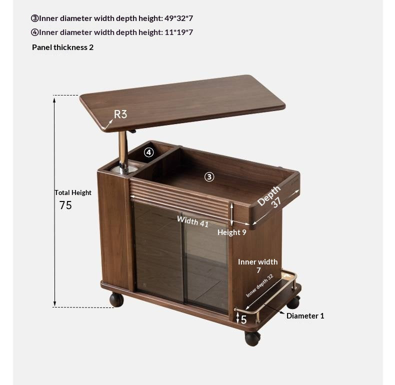 Black Walnut Solid Wood Italian Light Luxury Style Side Table