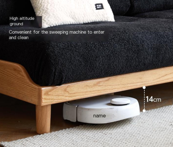 Oak, Ash Solid Wood Fabric Sofa with Deep Seat, Soft Cushion Design