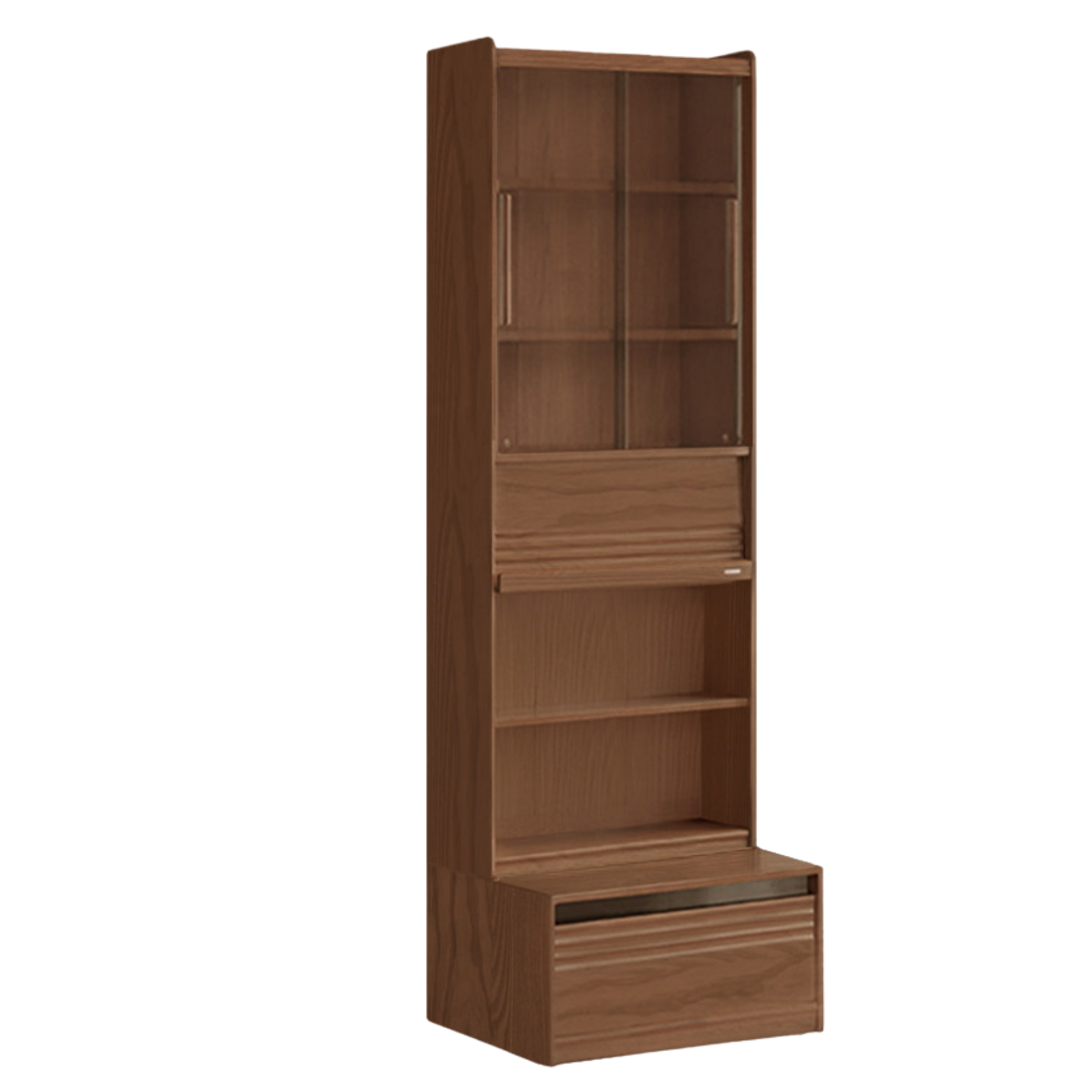 Black Walnut, Sandalwood, Oak, Ash Solid Wood Combination Bookcase with Floor Display and Luxury Storage