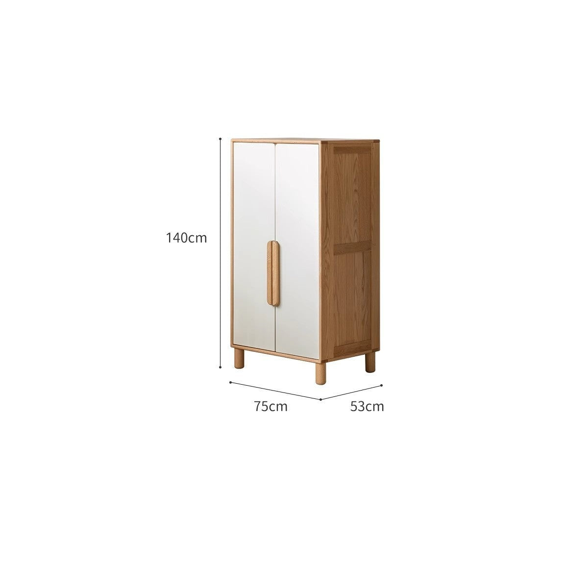 Oak Solid Wood Children's Wardrobe Combination Storage Cabinet