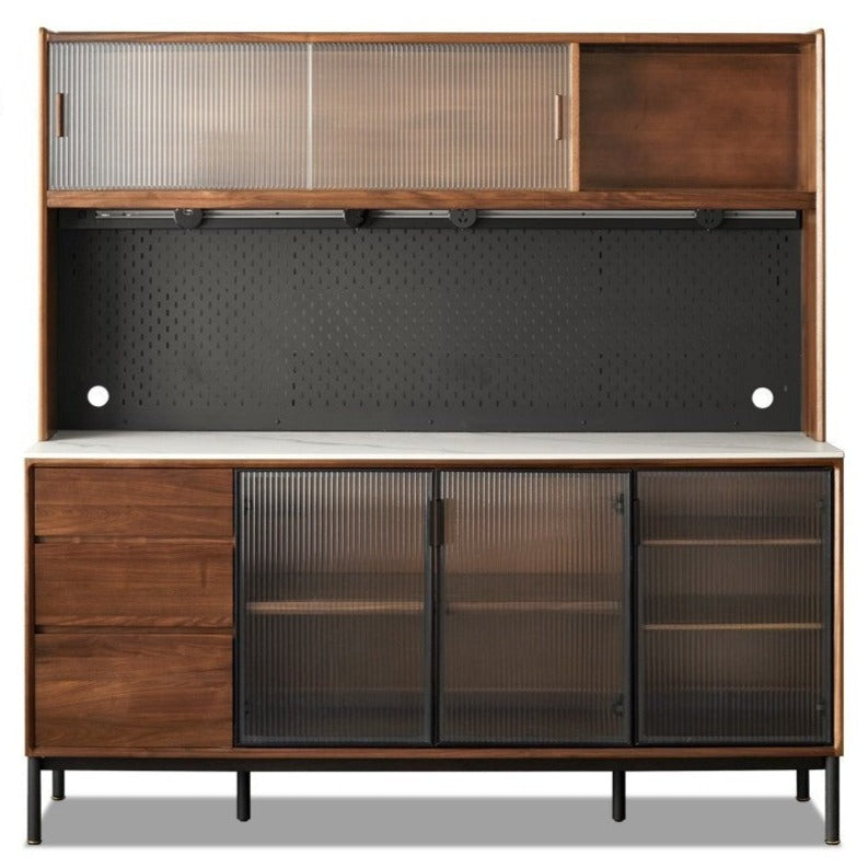 Black Walnut Solid Wood, Sandalwood Rock Sideboard Buffet Cabinet