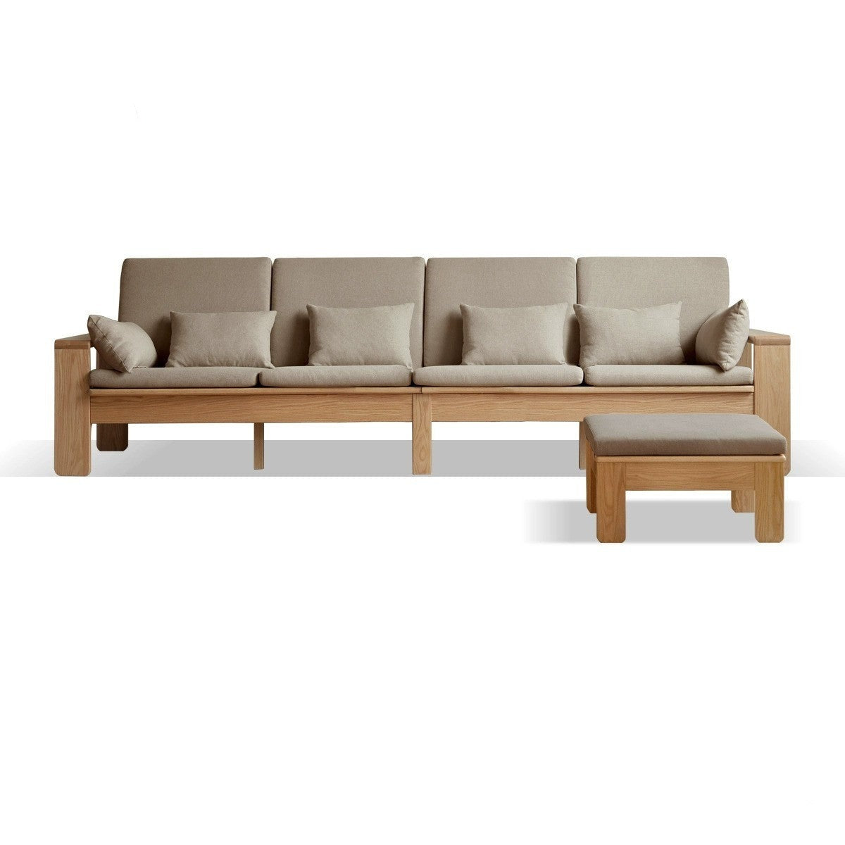 Oak, Ash Solid Wood Modern Nordic Fabric Sofa.